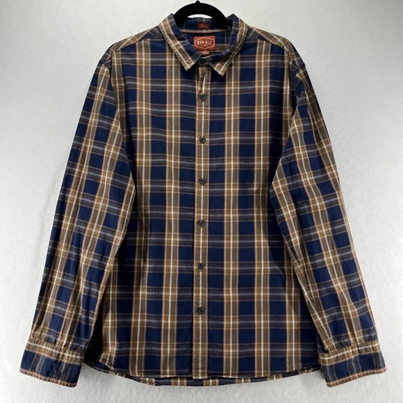 Red Ale Other - Red Ale Shirt Mens Size XL Plaid Button Front Long Sleeve Cotton Blue Brown